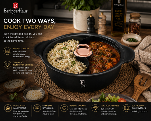 Berlinger Haus 30cm Titan Pro Non-Stick Multi Cooking Casserole – Black Rose