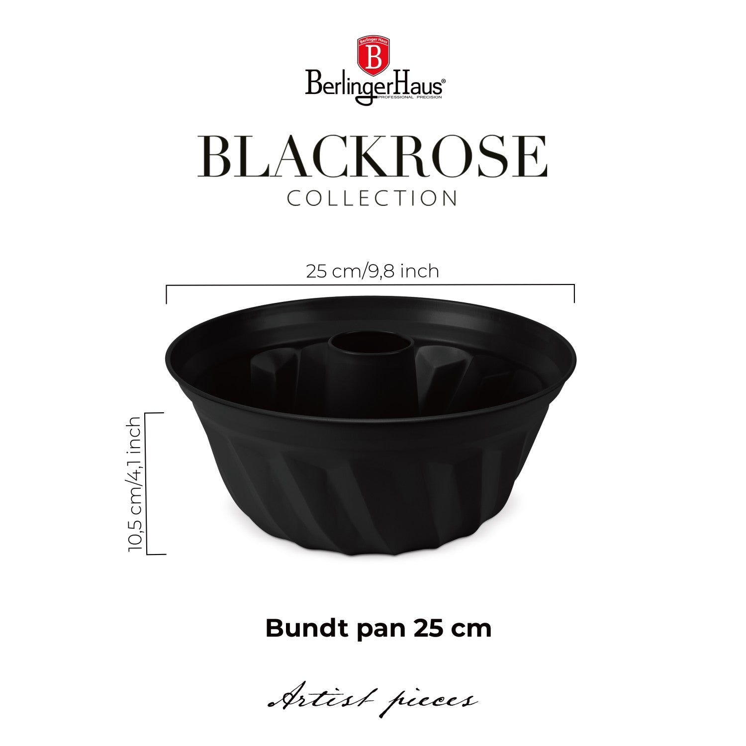 Berlinger Haus 25cm Titan Pro Non-Stick Bundt Pan - Matt Black