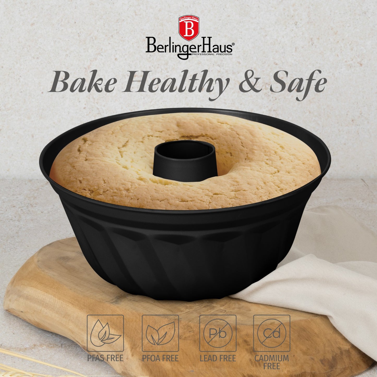 Berlinger Haus 25cm Titan Pro Non-Stick Bundt Pan - Matt Black