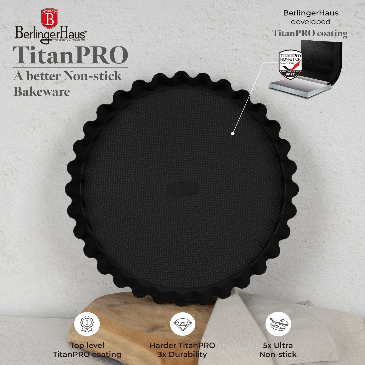 Berlinger Haus 28cm Titan Pro Non-Stick Tart / Cake Form - Matt Black