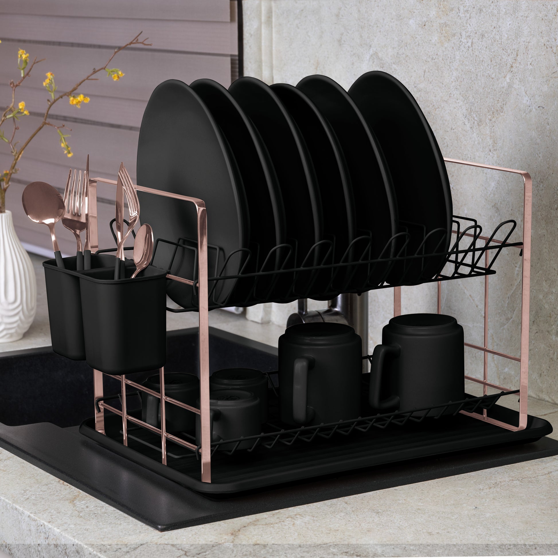 Berlinger Haus 48cm Dish Rack – Black Rose