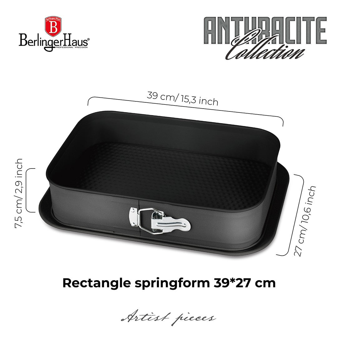 Berlinger Haus 39cm Titan Pro Non-Stick Rectangle Springform - Anthracite