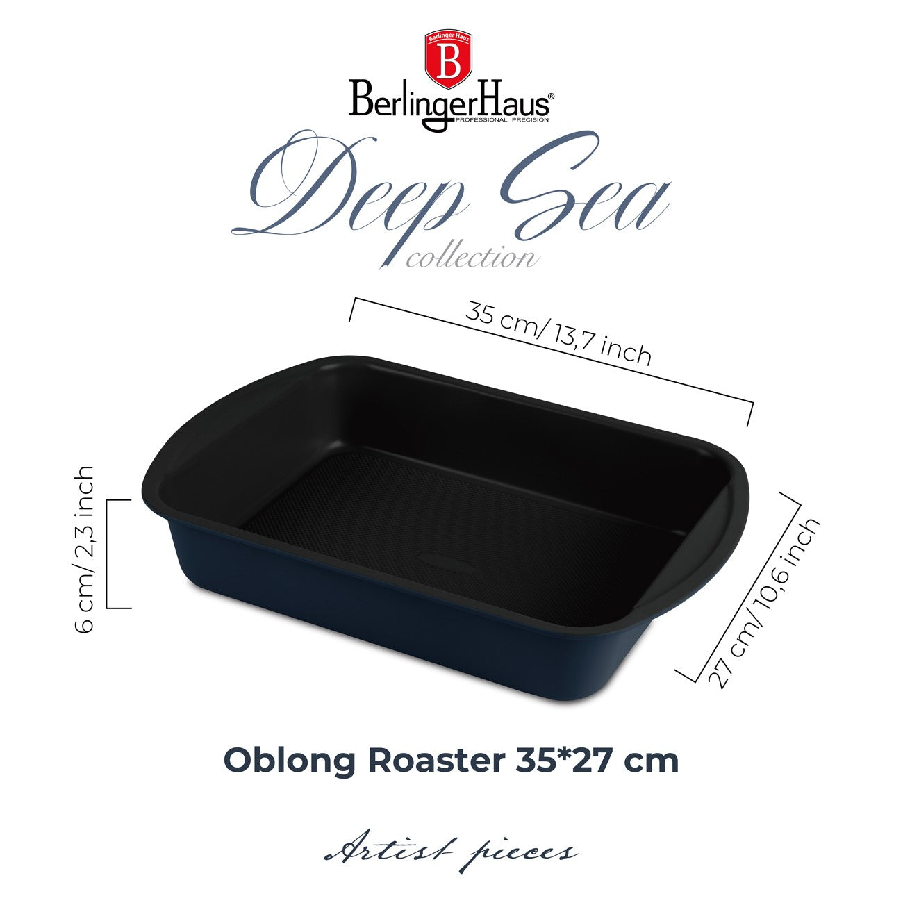 Berlinger Haus 35cm Titan Pro Non-Stick Oblong Roaster - Deep Sea