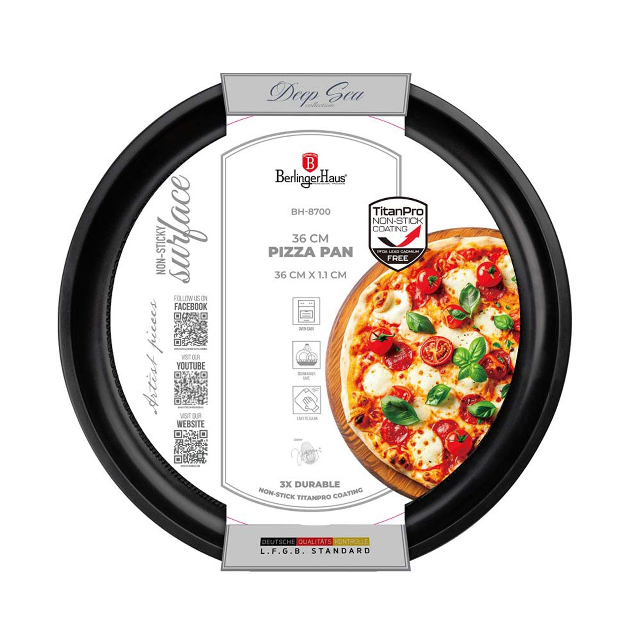 Berlinger Haus 36cm Titan Pro Non-Stick Pizza Pan - Deep Sea