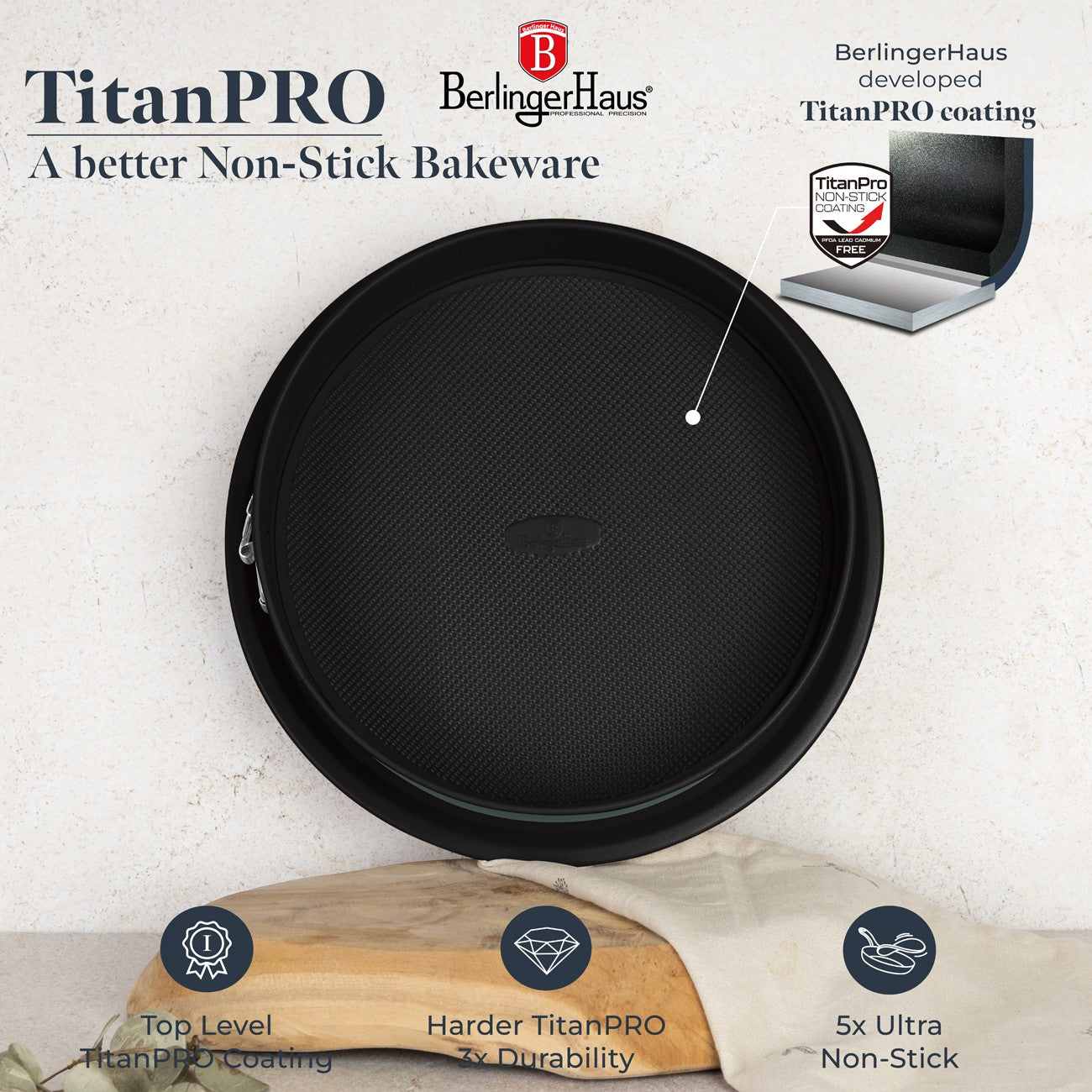 Berlinger Haus 26cm Titan Pro Non-Stick Round Springform - Deep Sea