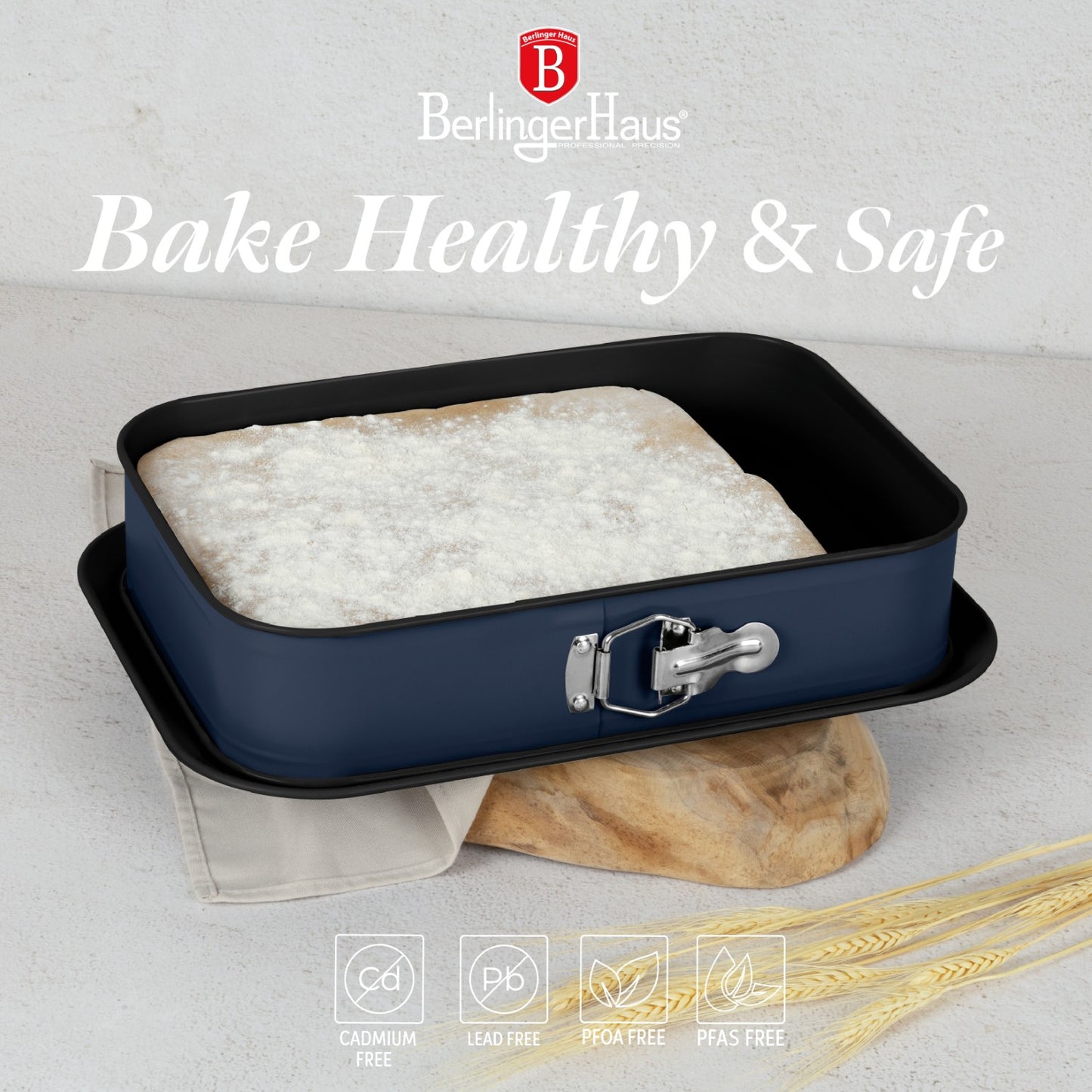Berlinger Haus 39cm Titan Pro Non-Stick Rectangle Springform - Deep Sea