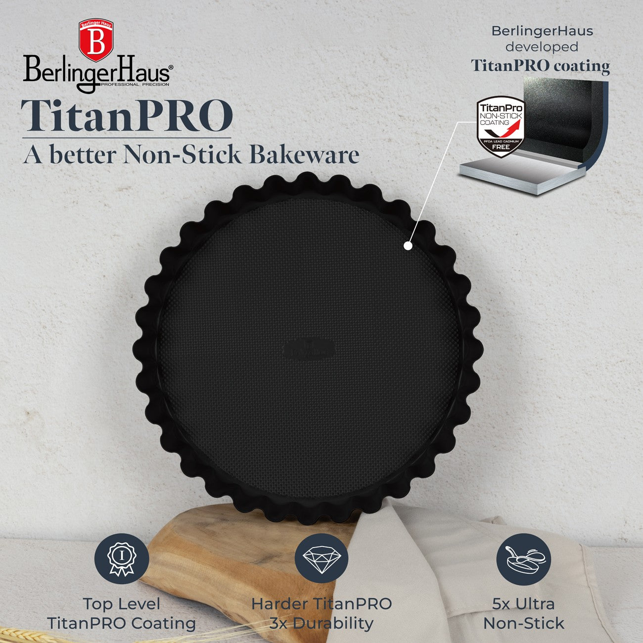 Berlinger Haus 28cm Titan Pro Non-Stick Tart / Cake Form - Deep Sea