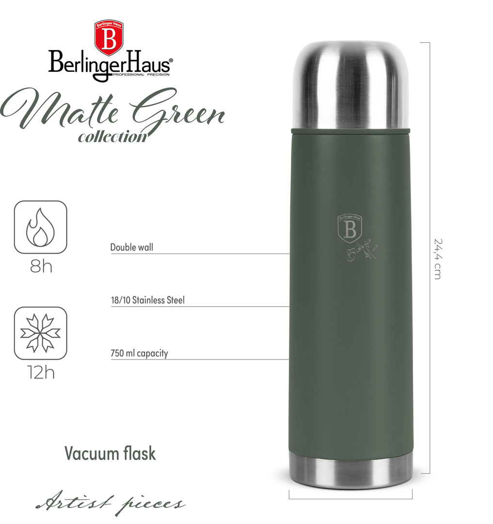 Berlinger Haus 750ml Vacuum Flask – Matte Green