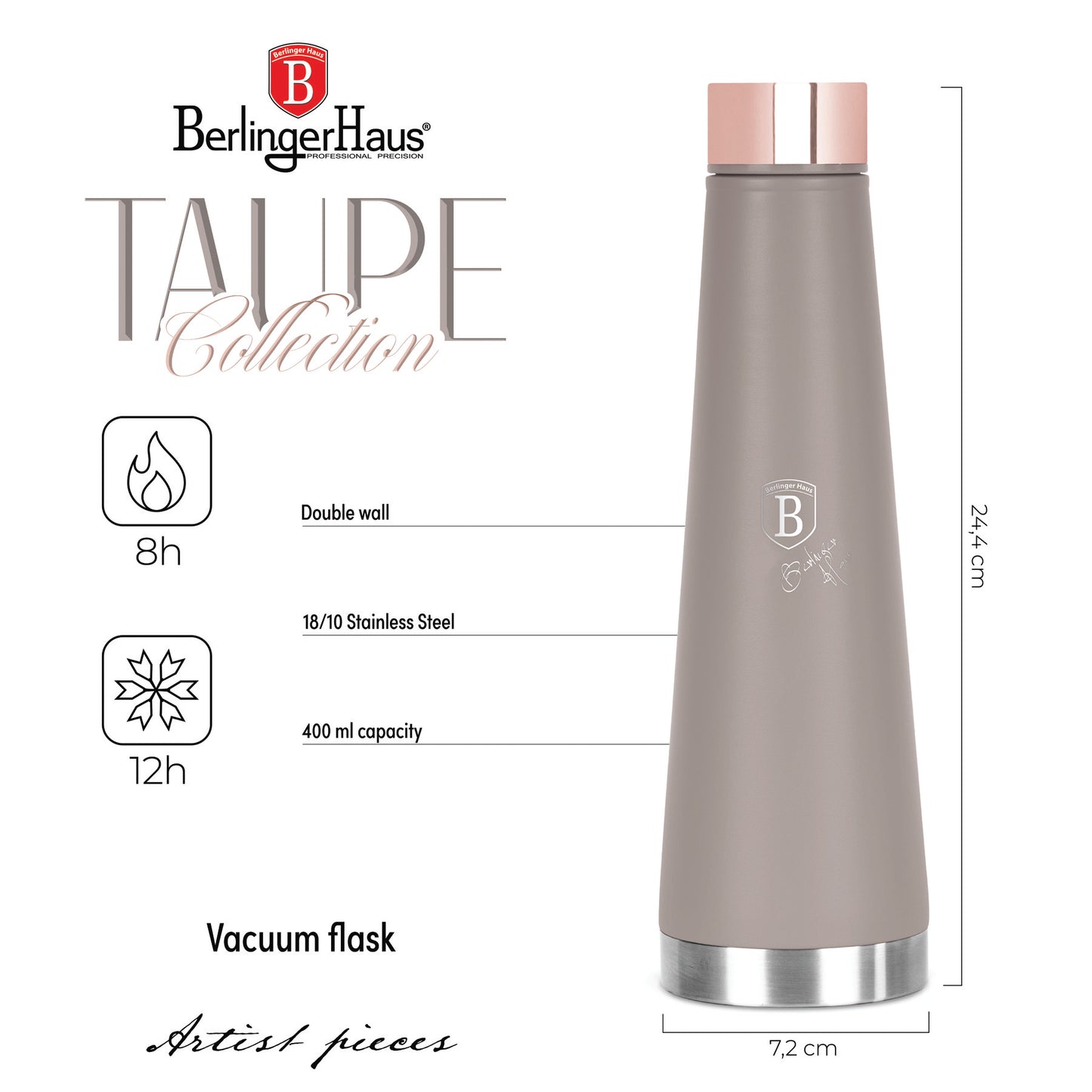 Berlinger Haus 400ml Vacuum Flask Bottle - Taupe