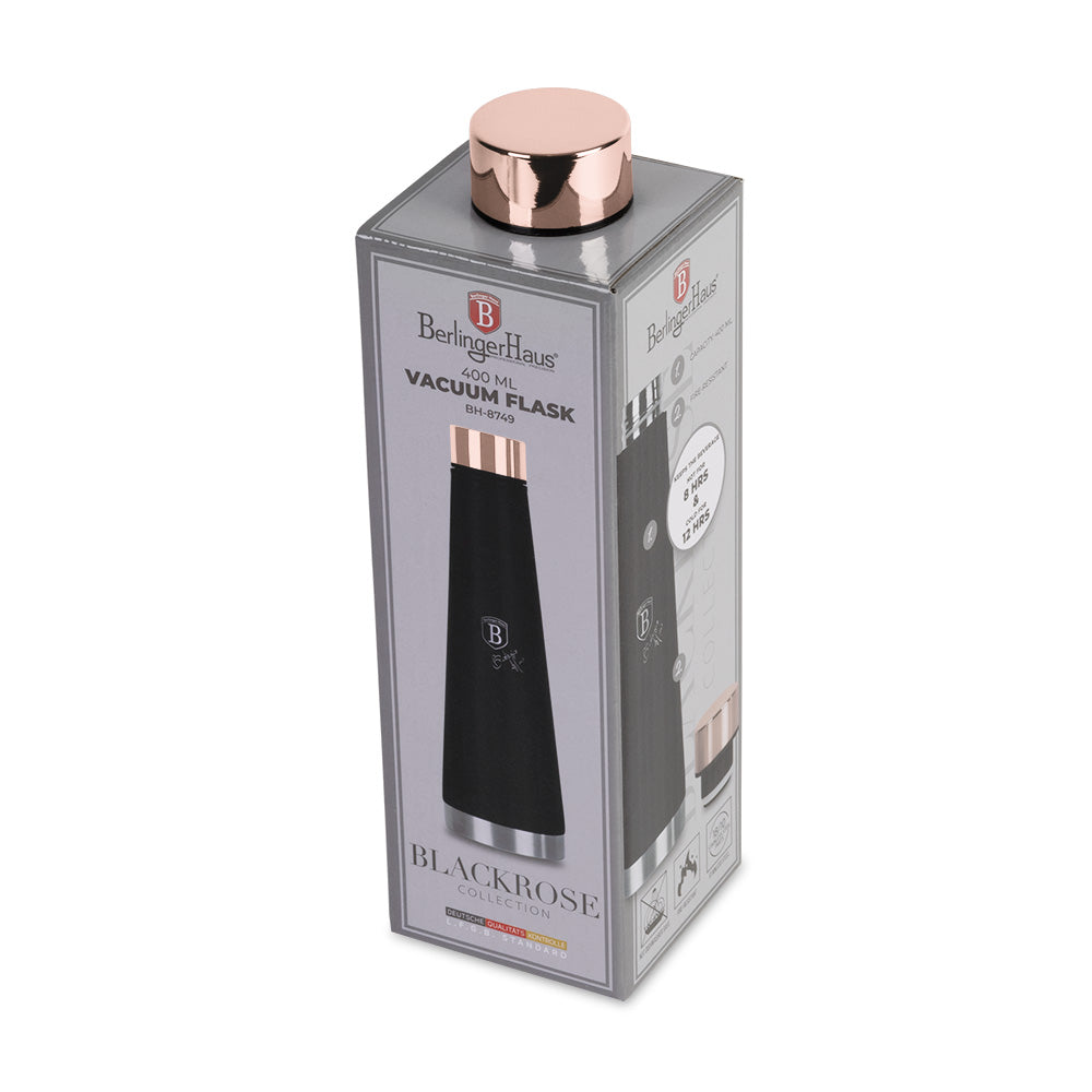 Berlinger Haus 400ml Stainless Steel Vacuum Flask – Black Rose