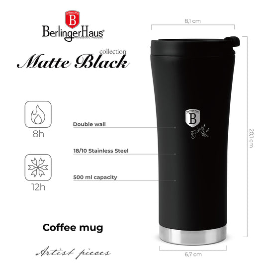 Berlinger Haus 500ml Travel Coffee Mug - Matt Black