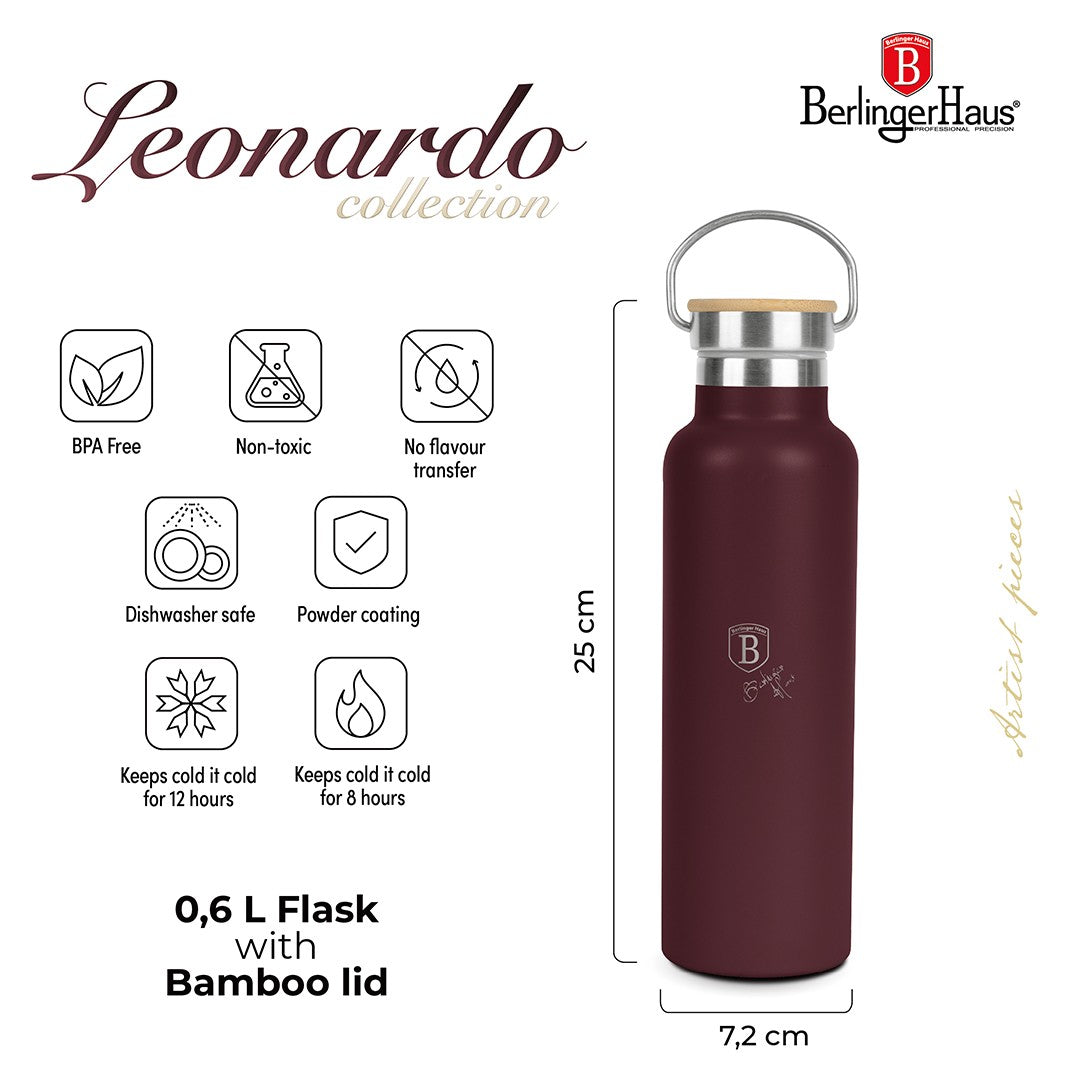 Berlinger Haus 600ml Flask with Bamboo Lid - Leonardo