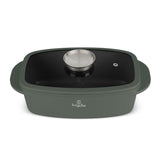 Berlinger Haus Roaster with Glass Lid & Aroma Knob – Ø32 cm – 6L – Matt Green