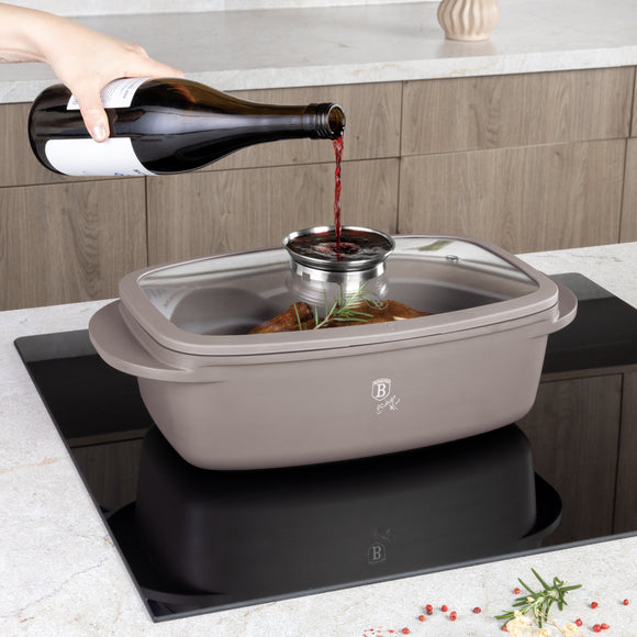Berlinger Haus 32cm Oven Safe Roaster Pan with Aroma Glass Lid - Taupe