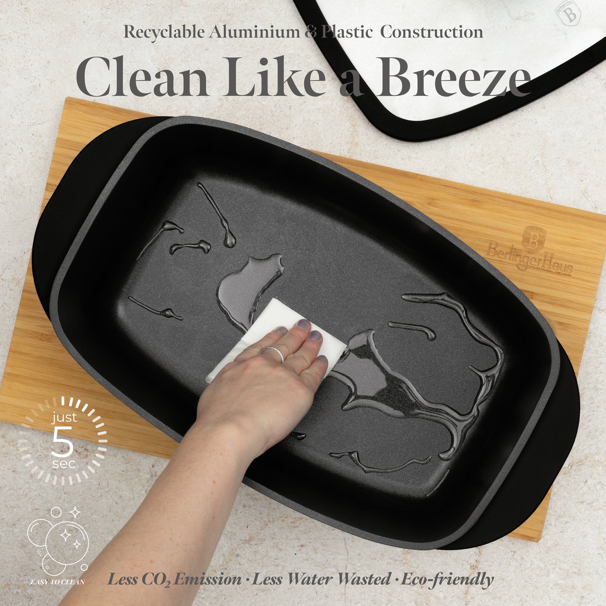 Berlinger Haus 32cm Oven Safe Roaster Pan with Aroma Glass Lid - Matte Black