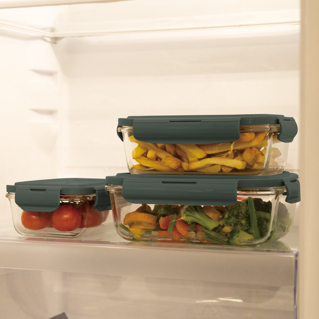 Berlinger Haus 3-Piece Glass Food Container Set - Matte Green