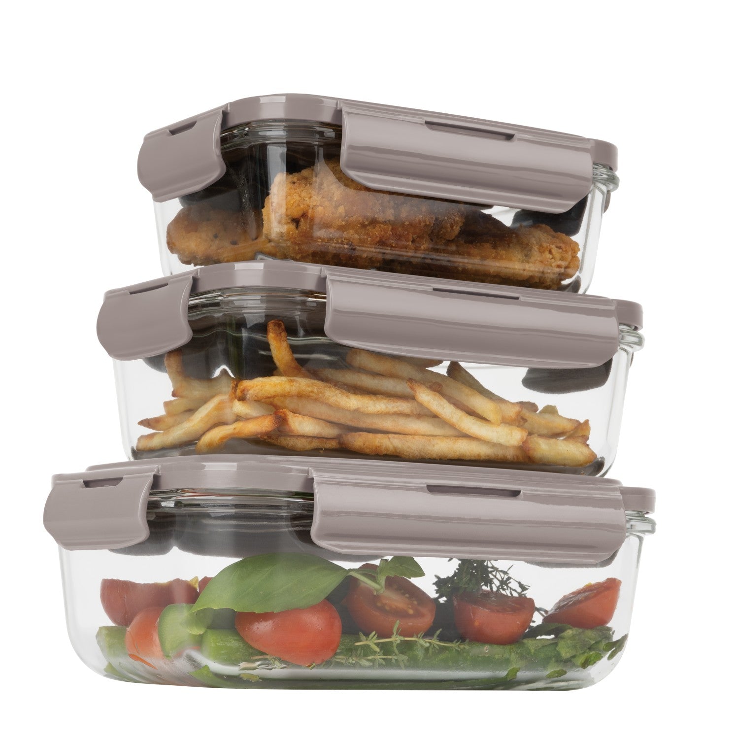 Berlinger Haus 3-Piece Glass Food Container Set - Taupe