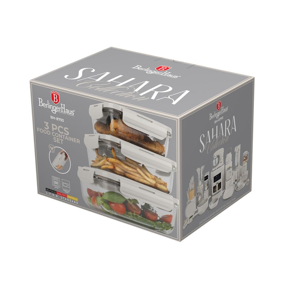 Berlinger Haus 3-Piece Glass Food Container Set - Sahara