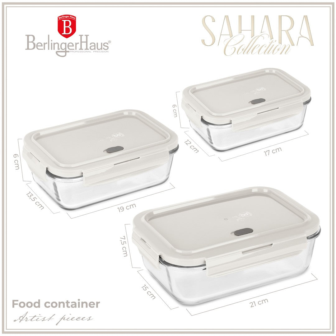 Berlinger Haus 3-Piece Glass Food Container Set - Sahara