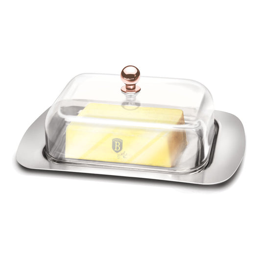 Berlinger Haus 18cm Butter Dish with Acrylic Lid - Stainless Steel