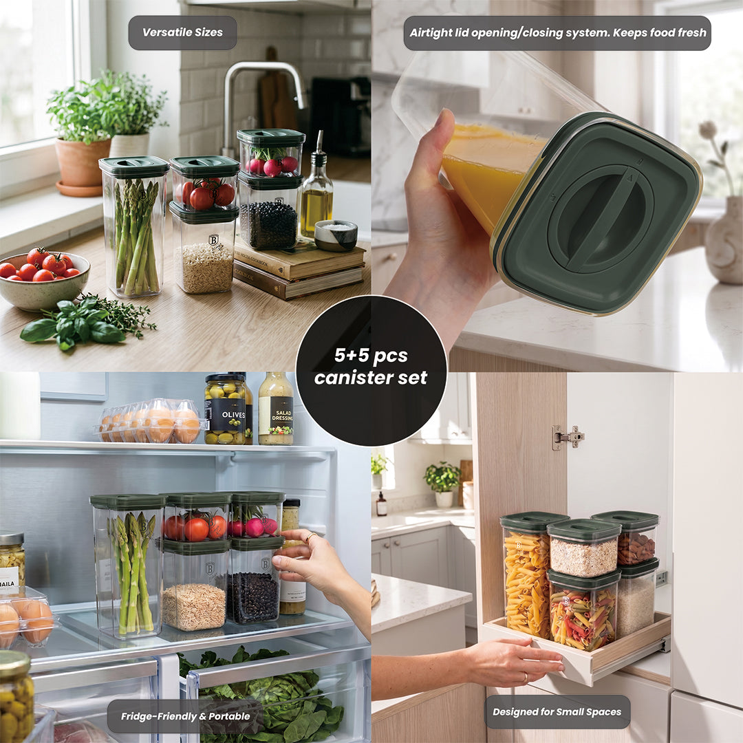 Berlinger Haus- 5+5 Piece Canister Set- Matt Green