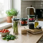 Berlinger Haus- 5+5 Piece Canister Set- Matt Green