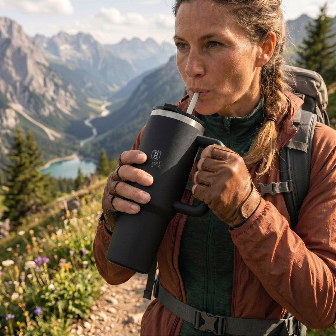 Berlinger Haus 1L Thermo Mug with Straw - Black