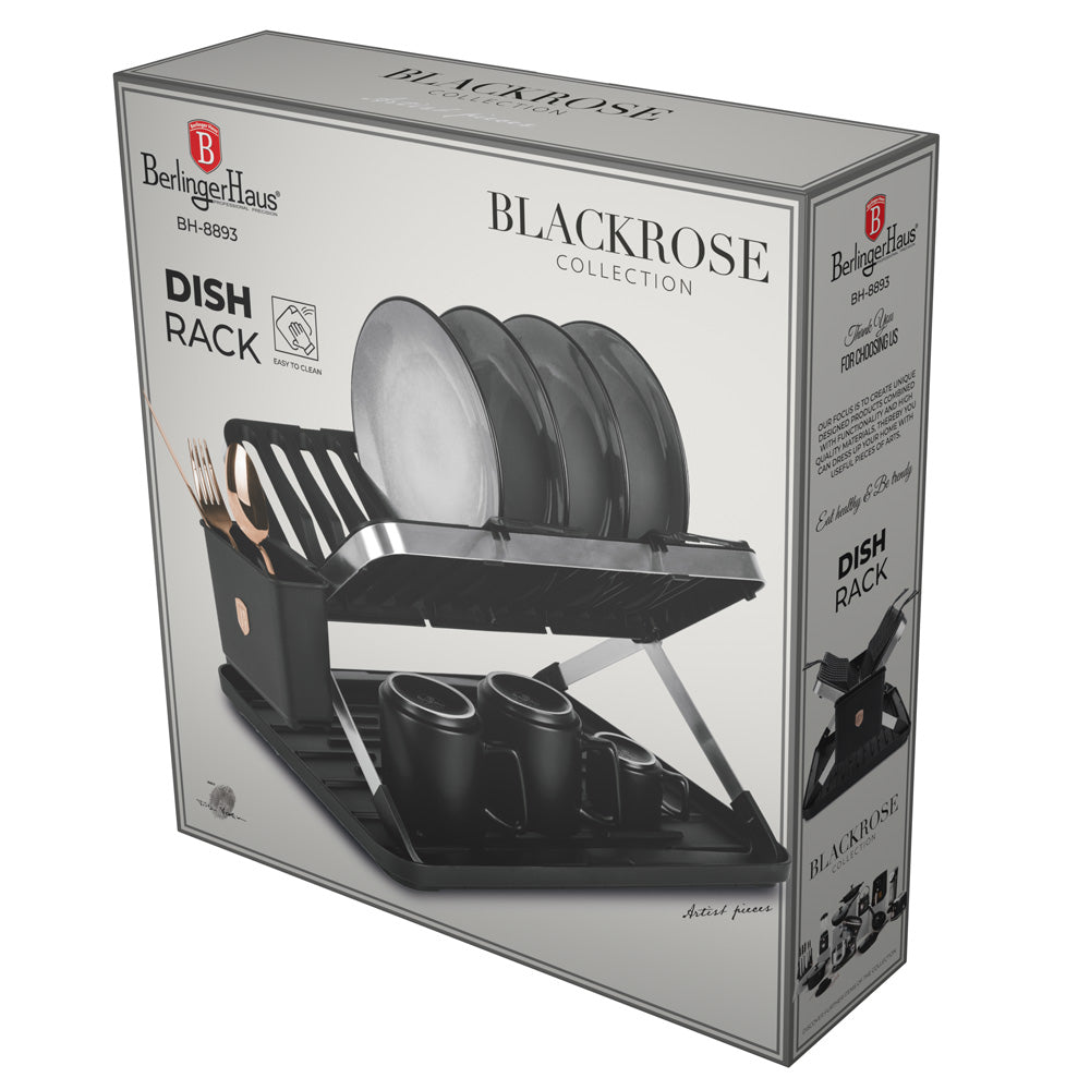 Berlinger Haus 48cm Foldable Dish Rack - Black Rose
