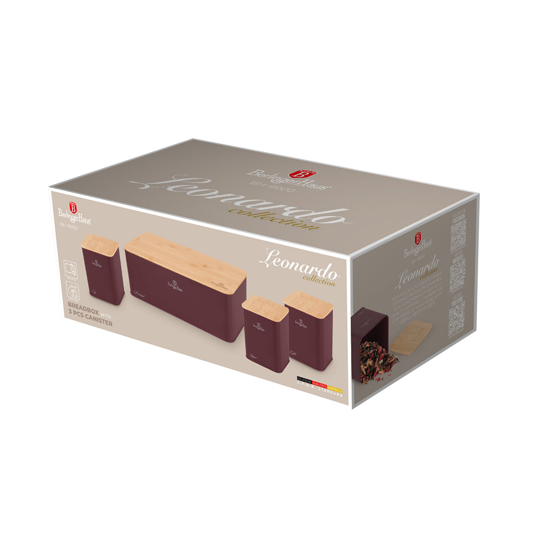 Berlinger Haus- 3 Piece Bread Box With Canister Set- Leanardo