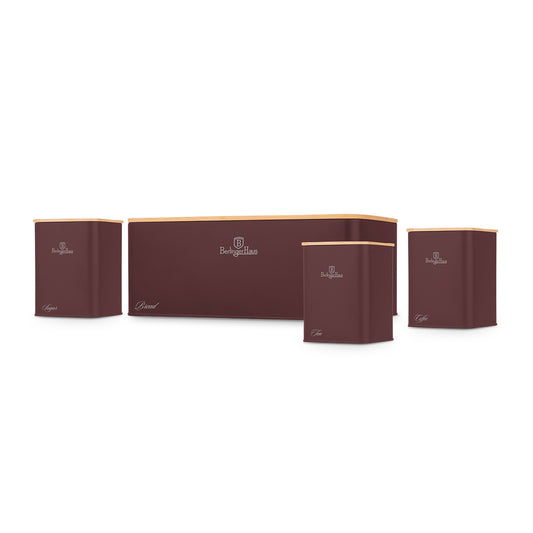 Berlinger Haus Bread Box with 3-Piece Canister Set - Leanardo