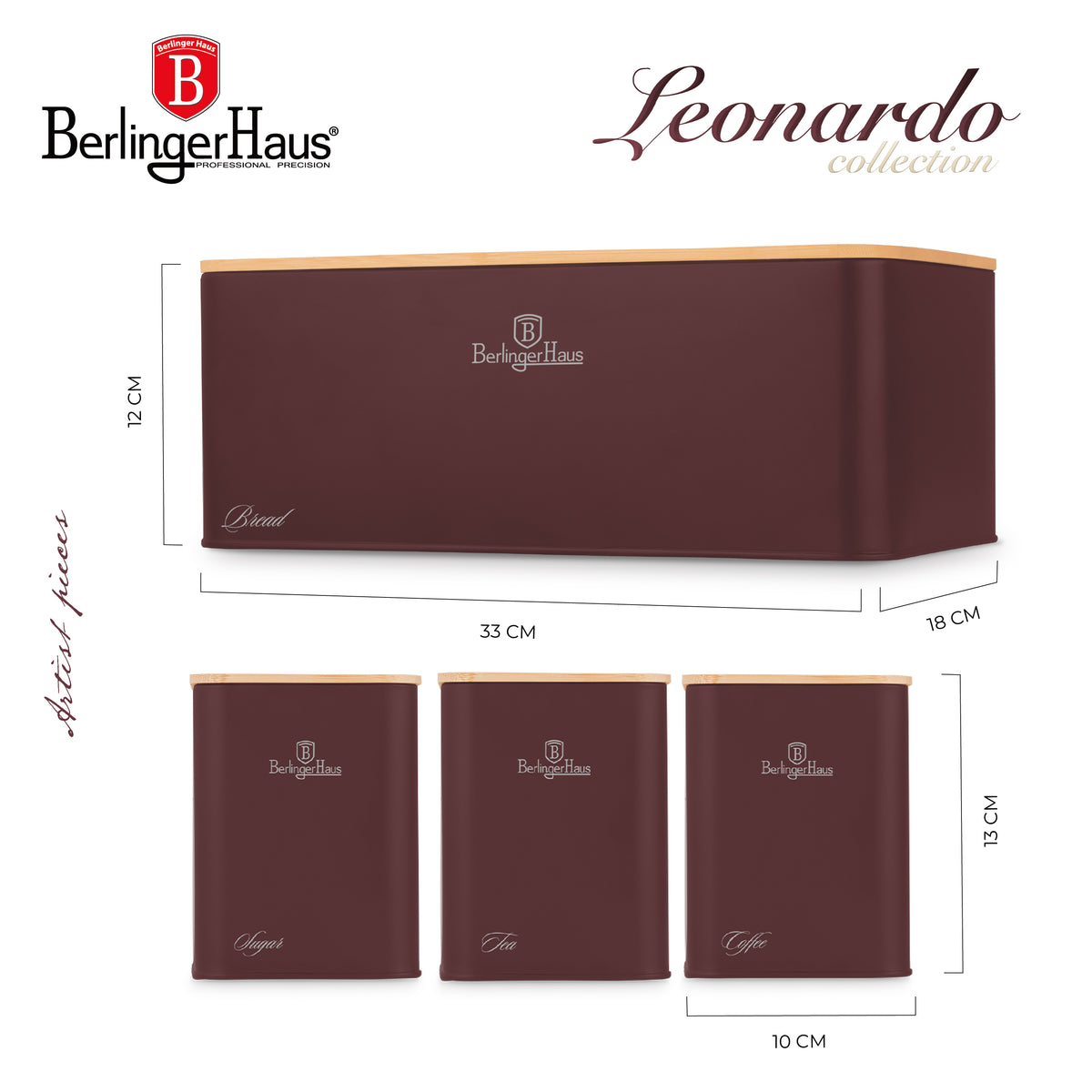 Berlinger Haus- 3 Piece Bread Box With Canister Set- Leanardo