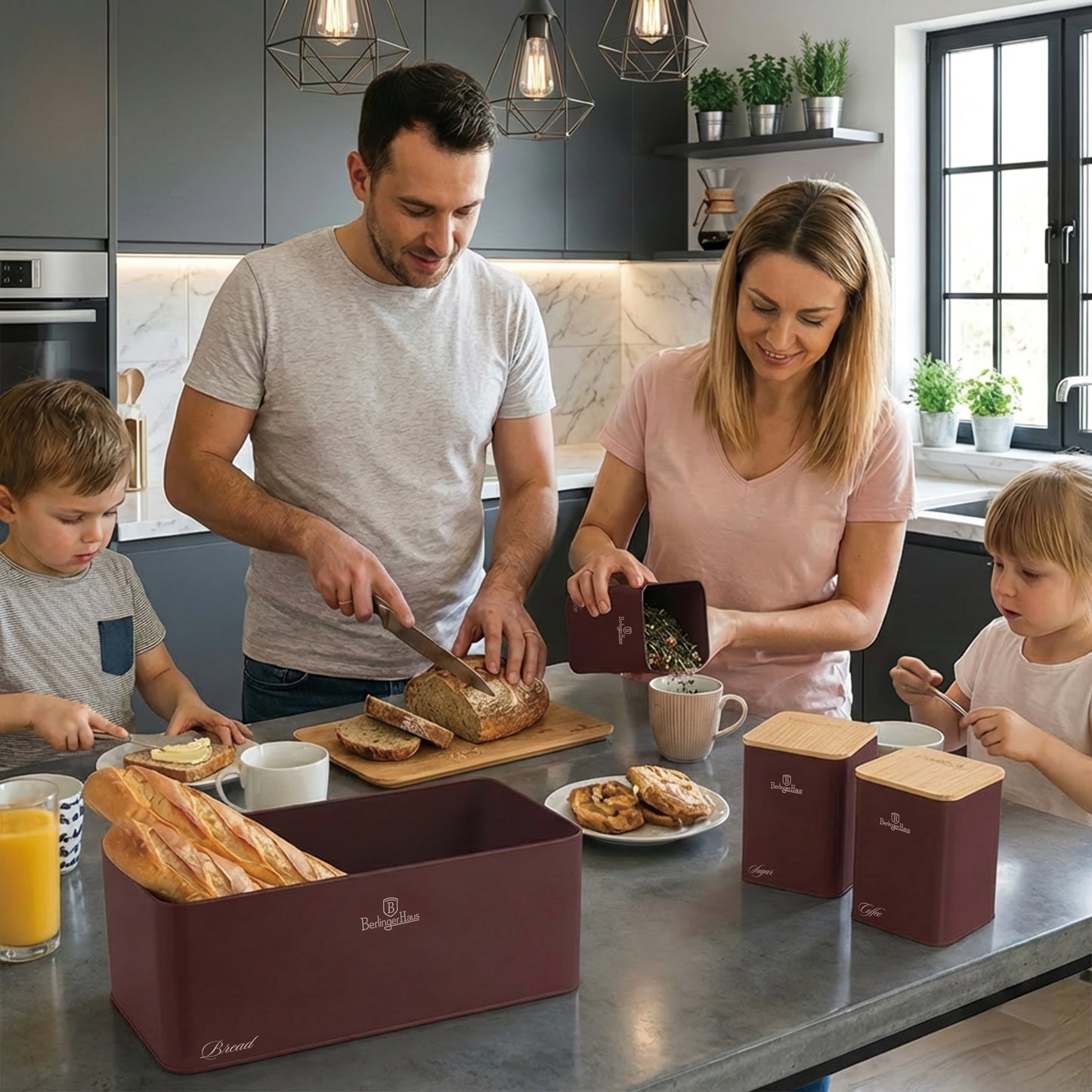 Berlinger Haus- 3 Piece Bread Box With Canister Set- Leanardo