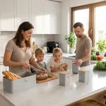 Berlinger Haus- 3 Piece Bread Box With Canister Set-Matt Cream