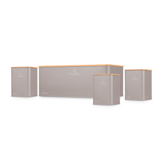 Berlinger Haus Bread Box with 3-Piece Canister Set - Taupe