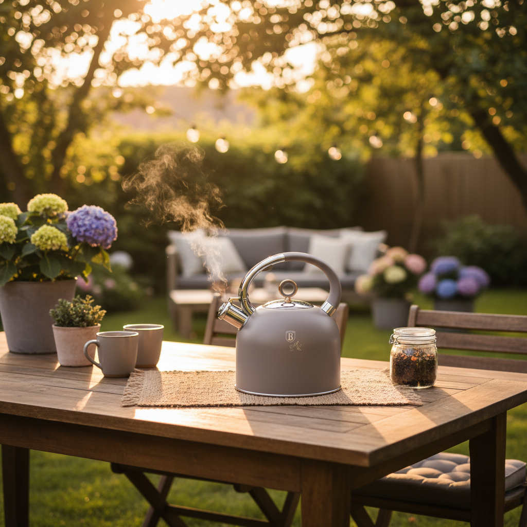 Berlinger Haus 3.0L Stainless Steel Whistling Kettle with Glass Lid – Taupe