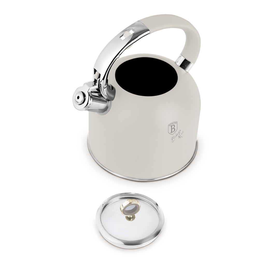 Berlinger Haus 3.0L Stainless Steel Whistling Kettle with Glass Lid – Sahara
