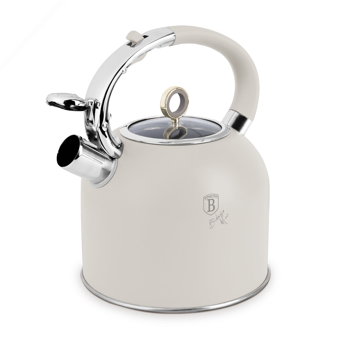 Berlinger Haus 3.0L Stainless Steel Whistling Kettle with Glass Lid – Sahara