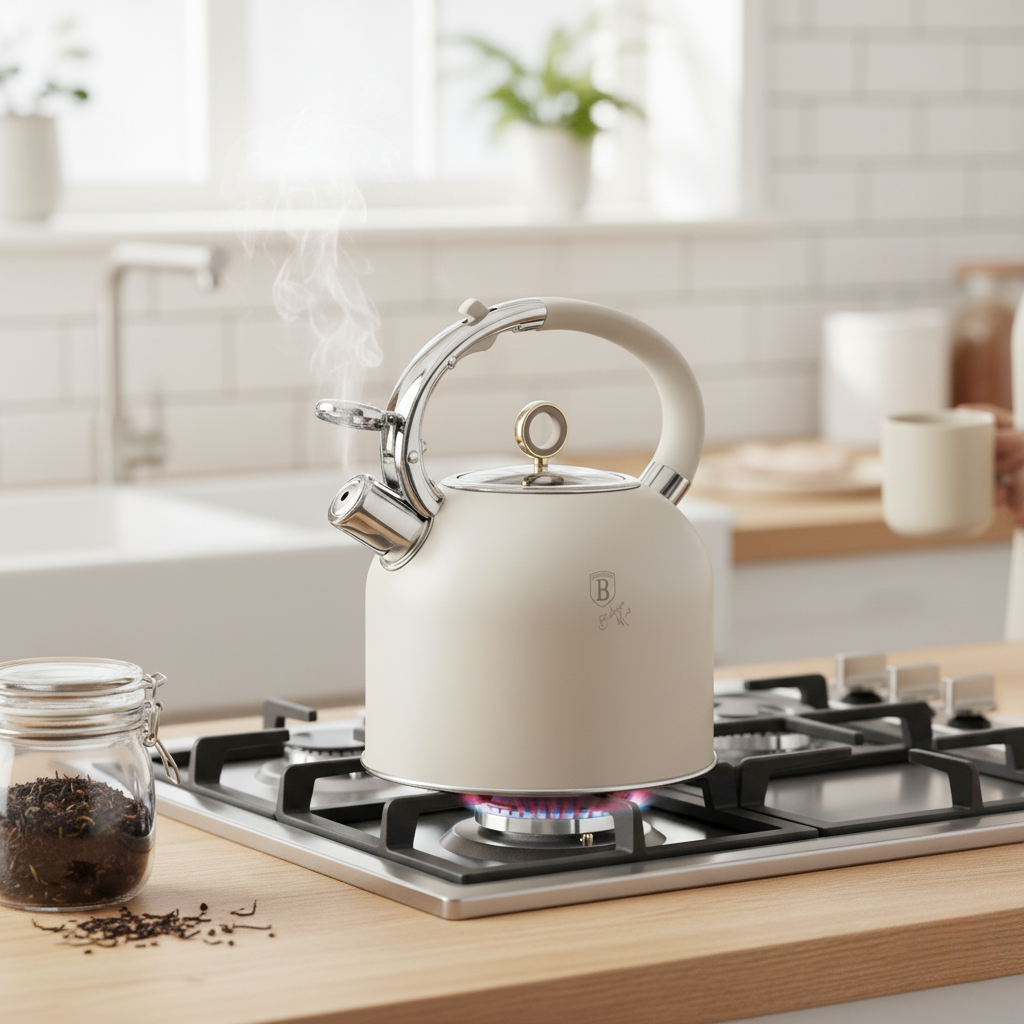 Berlinger Haus 3.0L Stainless Steel Whistling Kettle with Glass Lid – Sahara