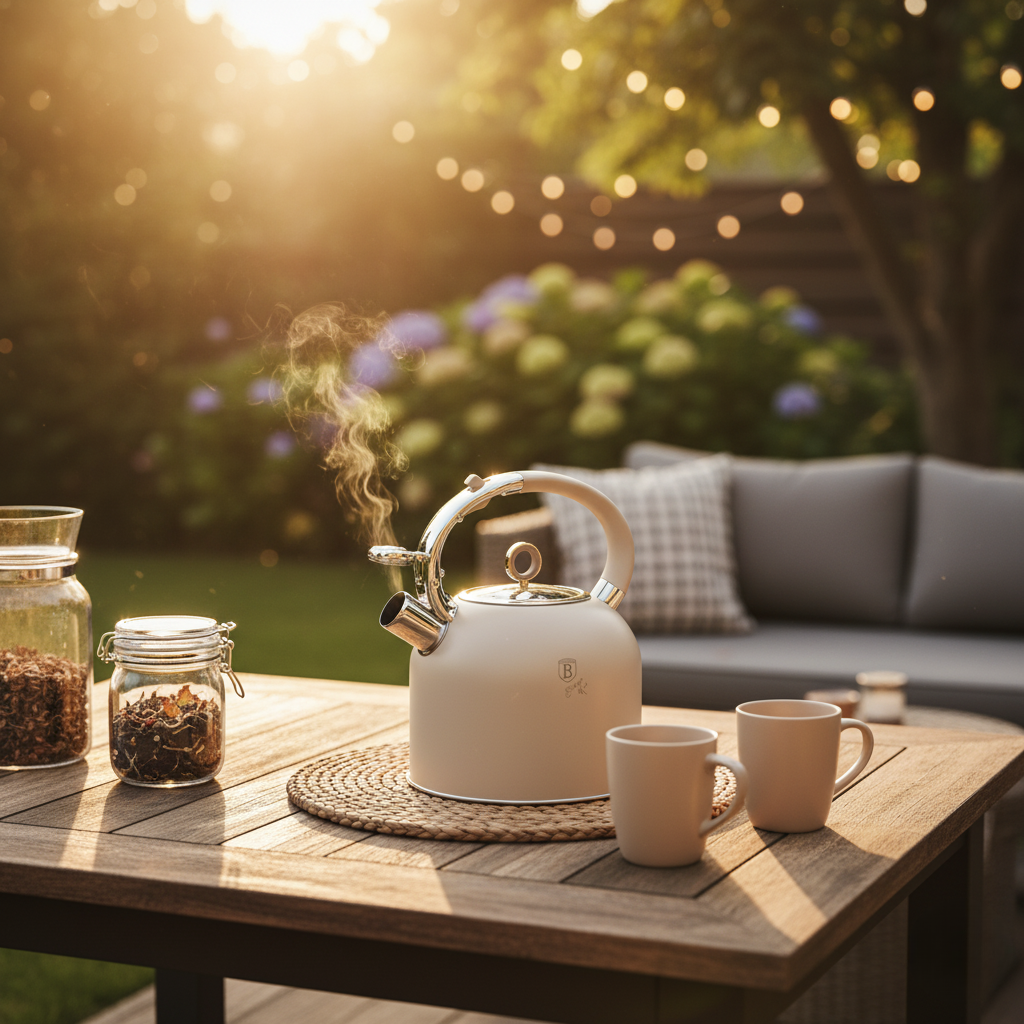 Berlinger Haus 3.0L Stainless Steel Whistling Kettle with Glass Lid – Sahara