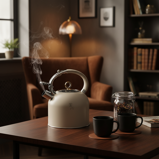 Berlinger Haus 3.0L Stainless Steel Whistling Kettle with Glass Lid – Sahara