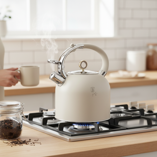 Berlinger Haus 3.0L Stainless Steel Whistling Kettle with Glass Lid – Sahara