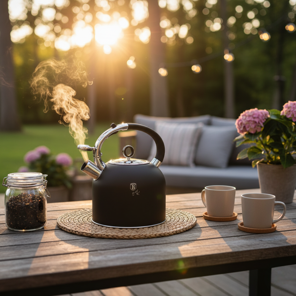 Berlinger Haus 3.0L Stainless Steel Whistling Kettle with Glass Lid – Matte Black