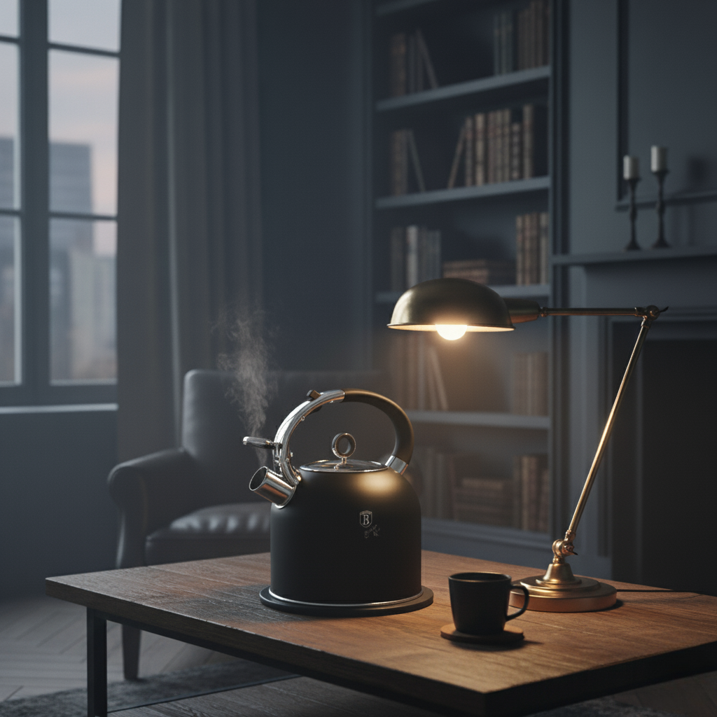 Berlinger Haus 3.0L Stainless Steel Whistling Kettle with Glass Lid – Matte Black