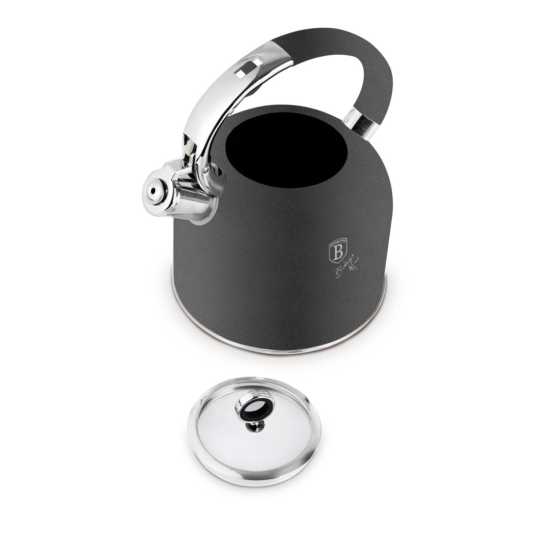 Berlinger Haus 3.0L Stainless Steel Whistling Kettle with Glass Lid – Anthracite