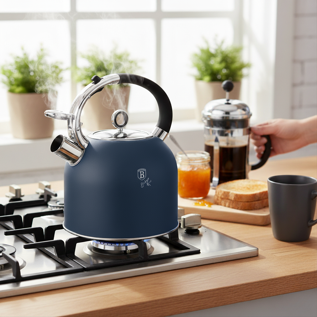 Berlinger Haus 3.0L Stainless Steel Whistling Kettle with Glass Lid – Deep Sea