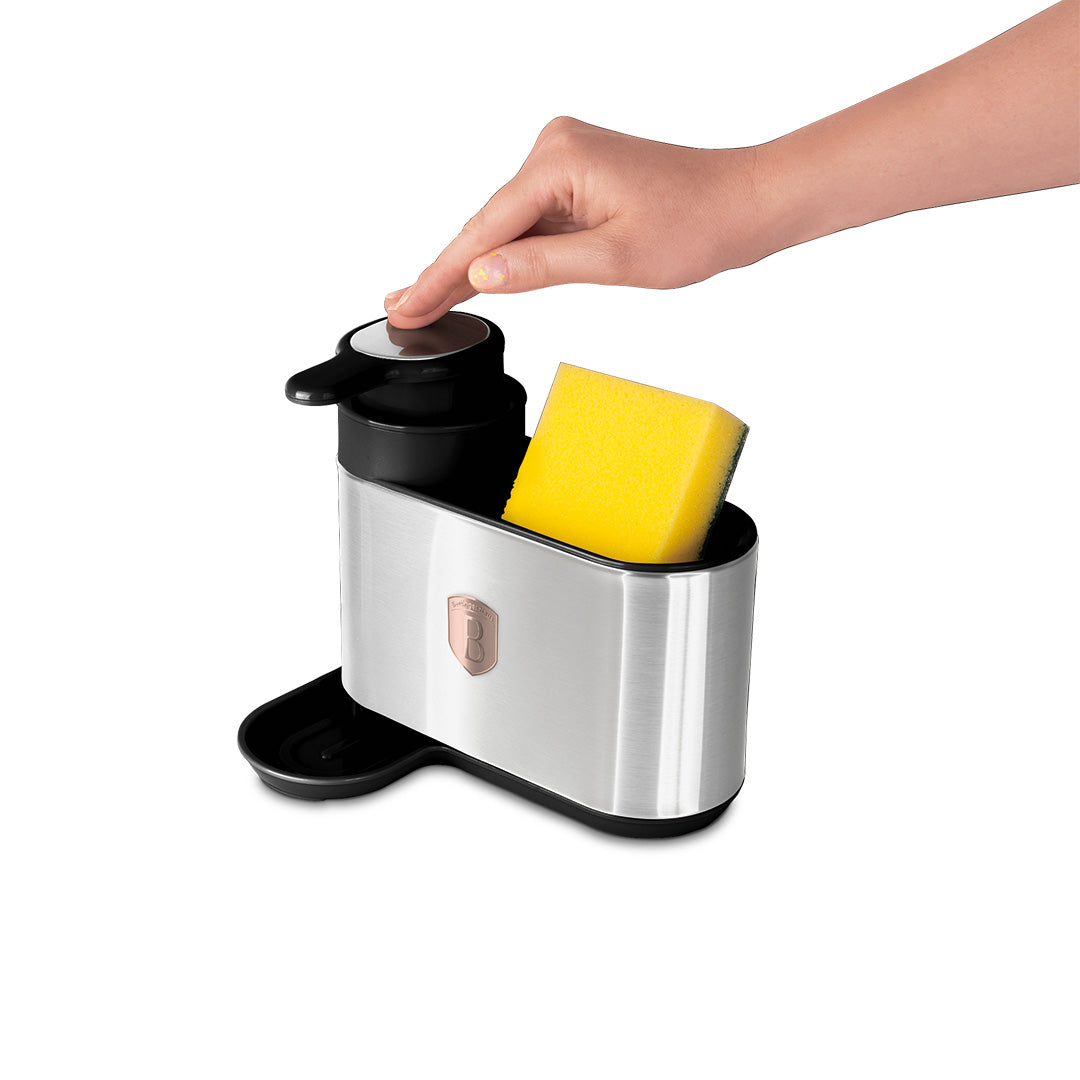 Berlinger Haus Soap Dispenser with Sponge Holder – Black Rose