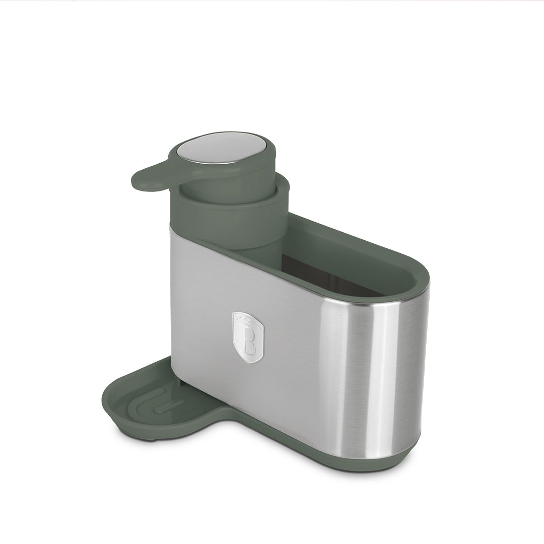 Berlinger Haus Soap Dispenser with Sponge Holder – Matte Green