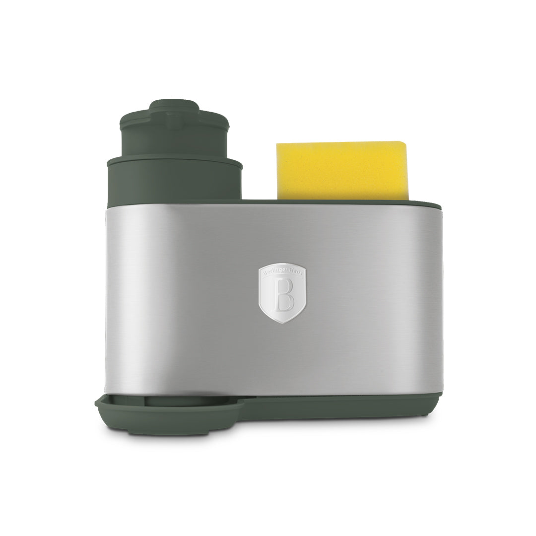 Berlinger Haus Soap Dispenser with Sponge Holder – Matte Green