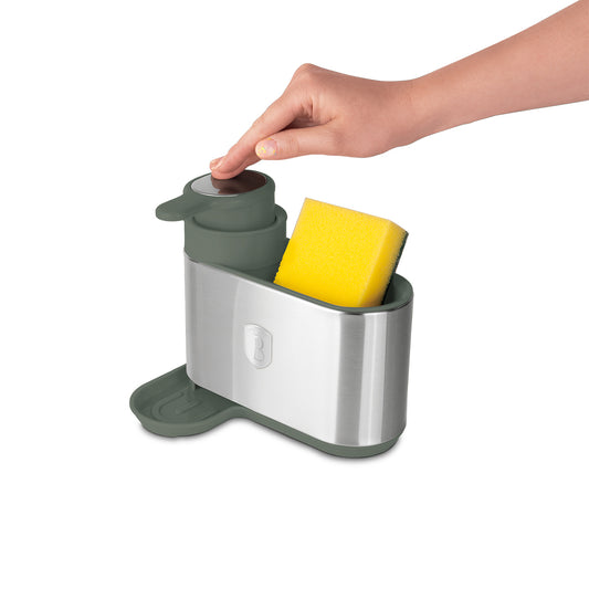 Berlinger Haus Soap Dispenser with Sponge Holder – Matte Green