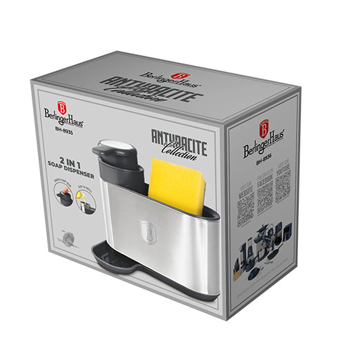 Berlinger Haus Soap Dispenser with Sponge Holder – Anthracite